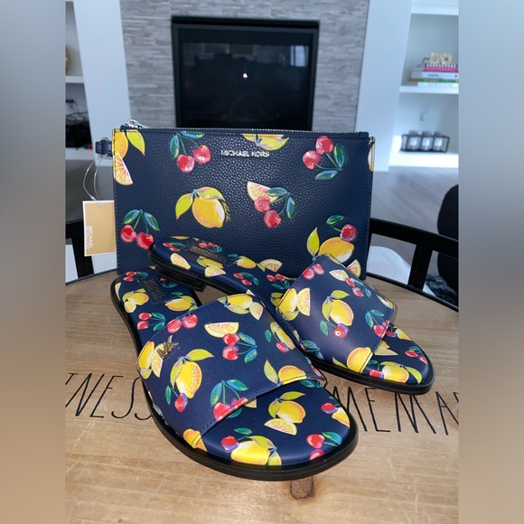 Michael Kors Deanna Sequined Fruit Print Slide Sandal - Picture 5 of 9